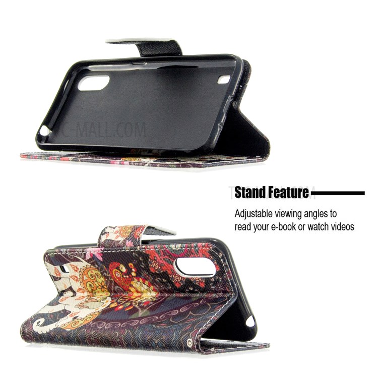 Printing Surface Wallet Stand Flip Leather Phone Covering for Samsung Galaxy A01 - Malanda and Elephant-5