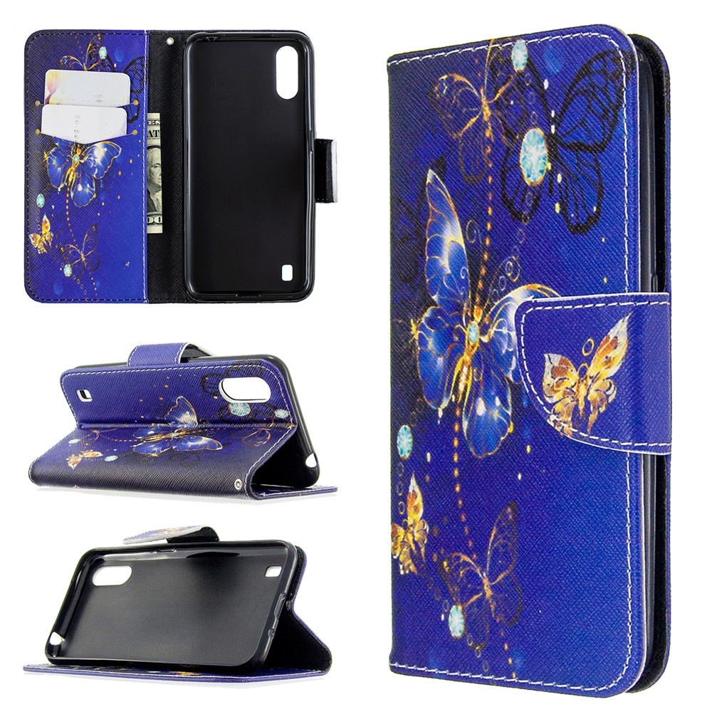 Printing Surface Wallet Stand Flip Leather Phone Covering for Samsung Galaxy A01 - Beautiful Butterfly-1
