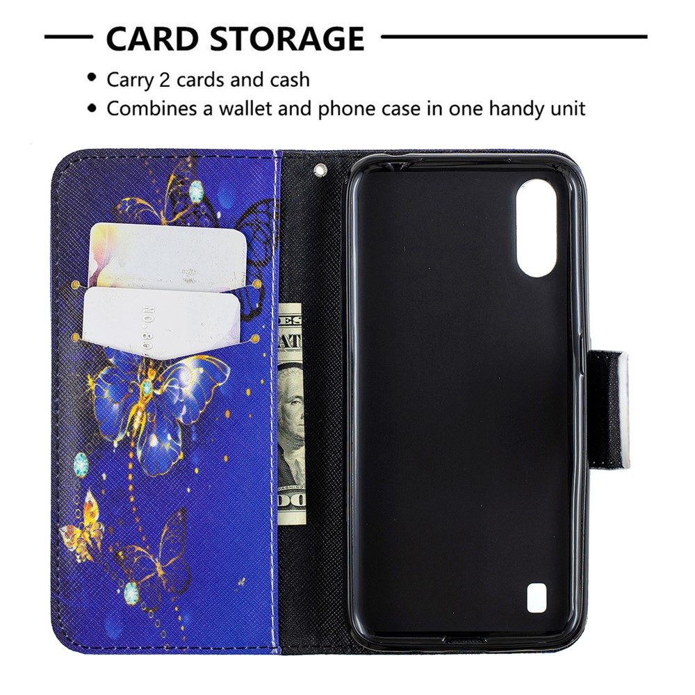 Printing Surface Wallet Stand Flip Leather Phone Covering for Samsung Galaxy A01 - Beautiful Butterfly-6
