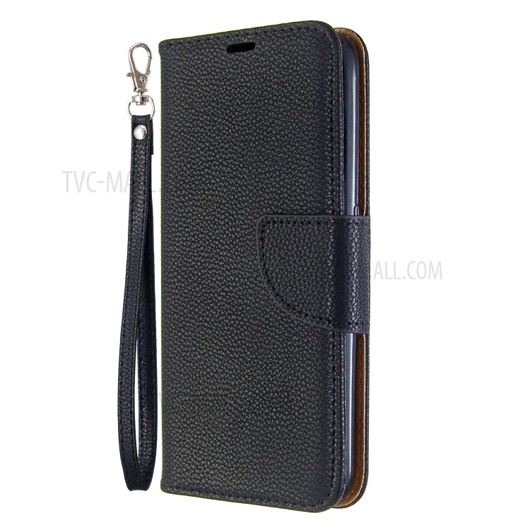 Litchi Skin Wallet Leather Stand Case for Samsung Galaxy A01 - Black-2
