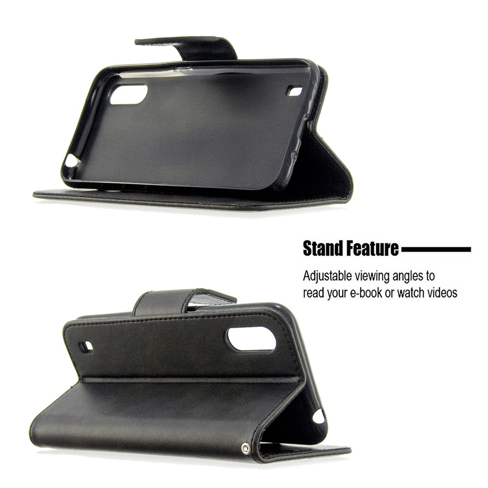 Wallet Leather Stand Case for Samsung Galaxy A01 - Black-5