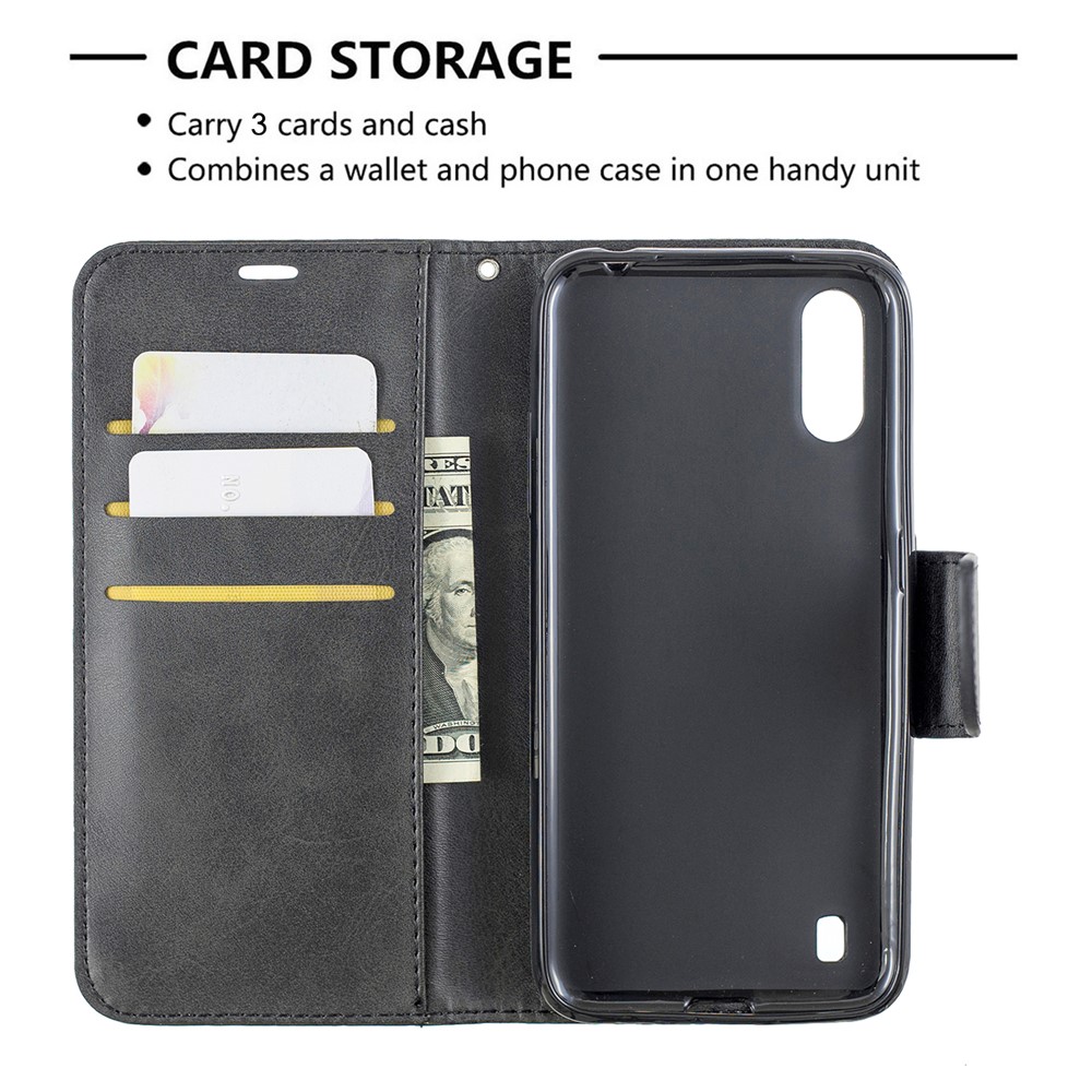 Wallet Leather Stand Case for Samsung Galaxy A01 - Black-6