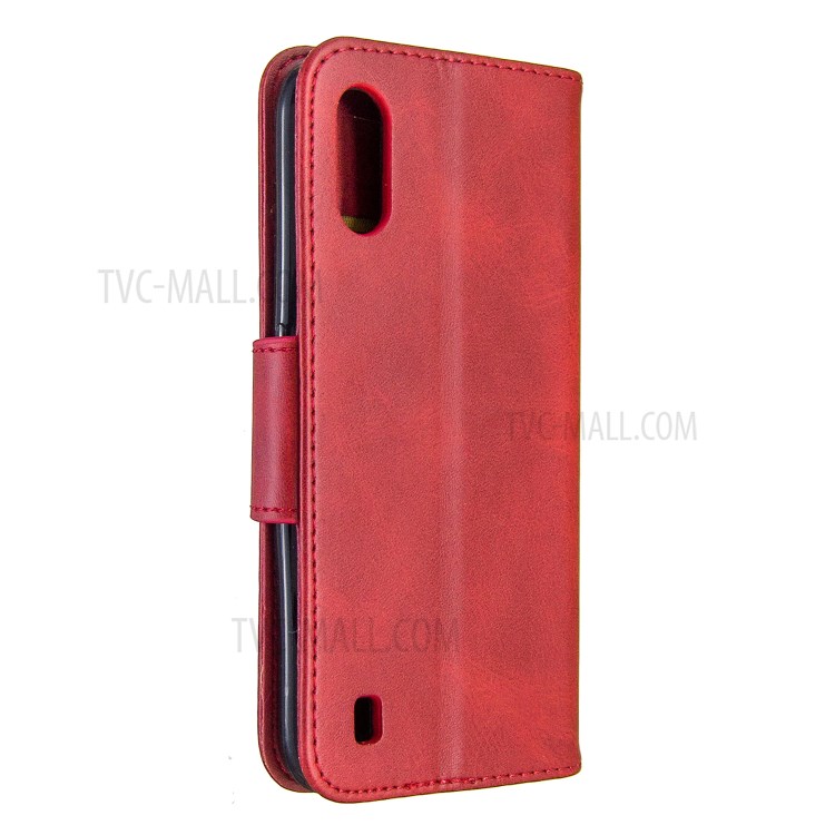 Wallet Leather Stand Case for Samsung Galaxy A01 - Red-3