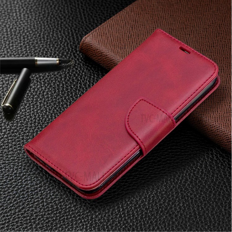 Wallet Leather Stand Case for Samsung Galaxy A01 - Red-7
