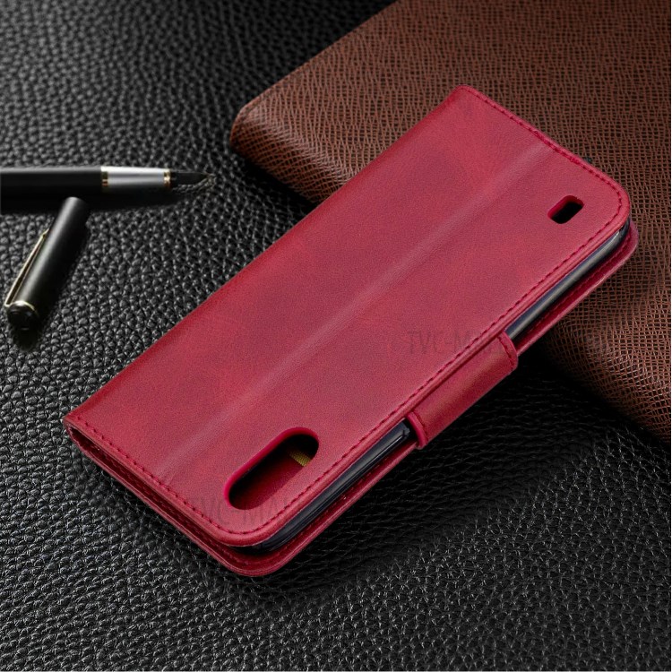 Wallet Leather Stand Case for Samsung Galaxy A01 - Red-8