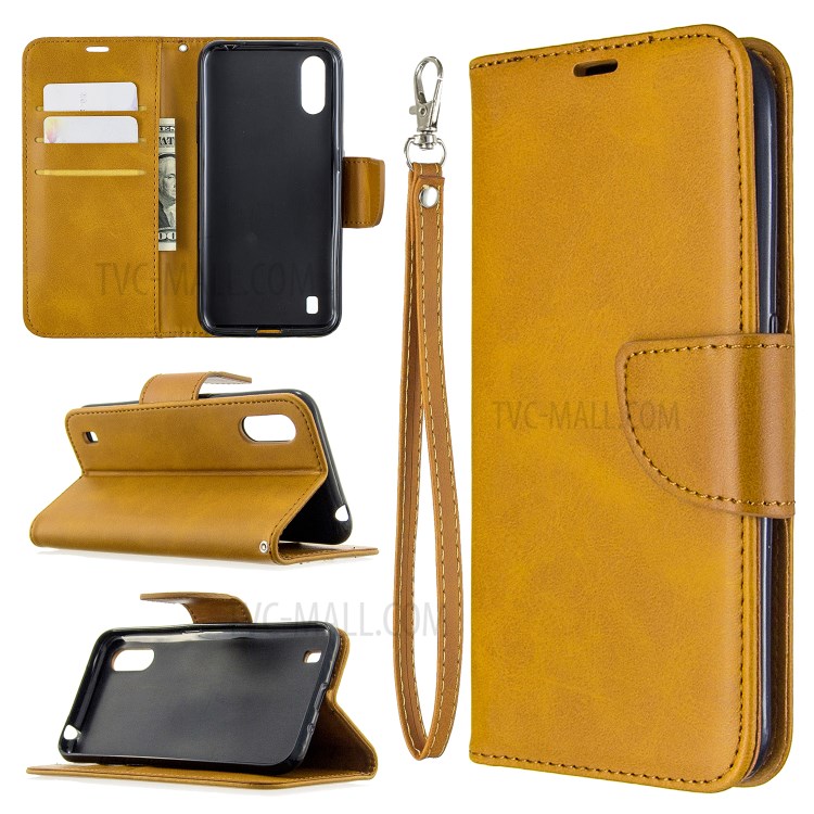 Wallet Leather Stand Case for Samsung Galaxy A01 - Brown-1