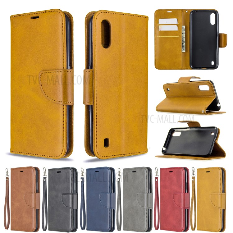 Wallet Leather Stand Case for Samsung Galaxy A01 - Brown-10