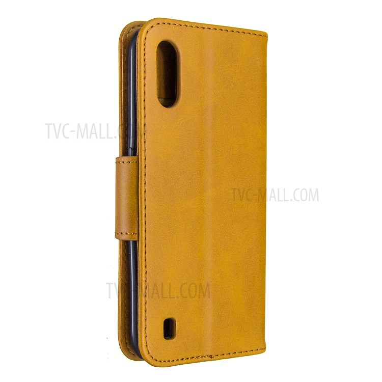 Wallet Leather Stand Case for Samsung Galaxy A01 - Brown-3