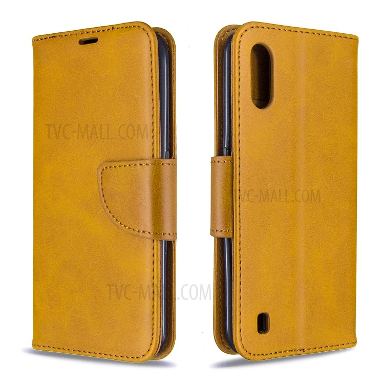 Wallet Leather Stand Case for Samsung Galaxy A01 - Brown-4