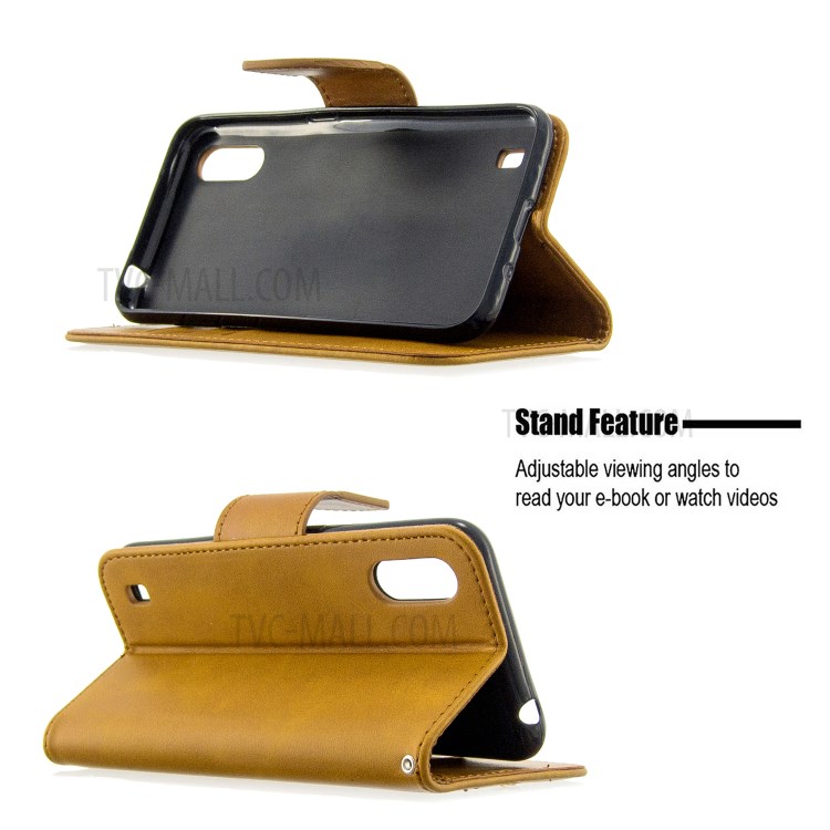 Wallet Leather Stand Case for Samsung Galaxy A01 - Brown-5
