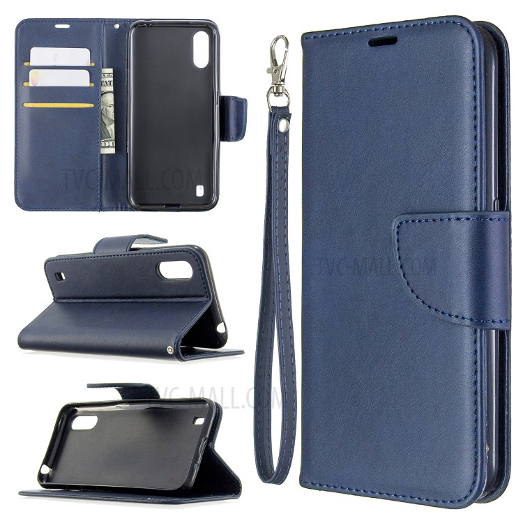 Wallet Leather Stand Case for Samsung Galaxy A01 - Blue-1