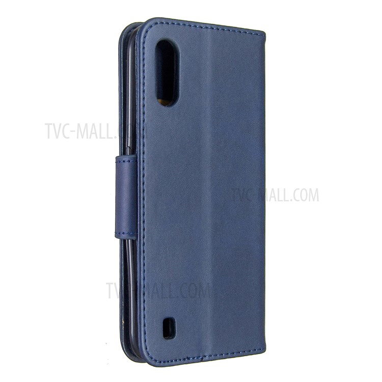 Wallet Leather Stand Case for Samsung Galaxy A01 - Blue-3