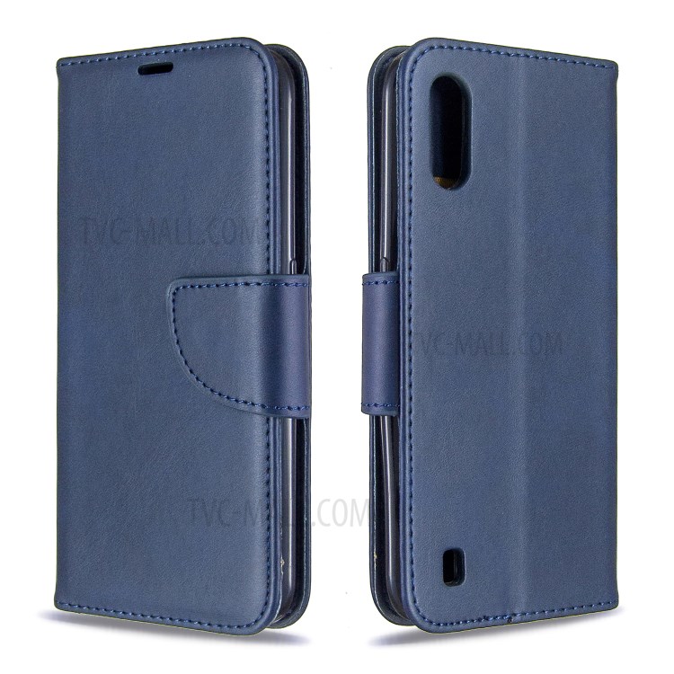 Wallet Leather Stand Case for Samsung Galaxy A01 - Blue-4