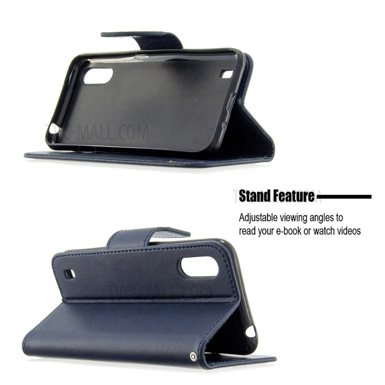 Wallet Leather Stand Case for Samsung Galaxy A01 - Blue-5