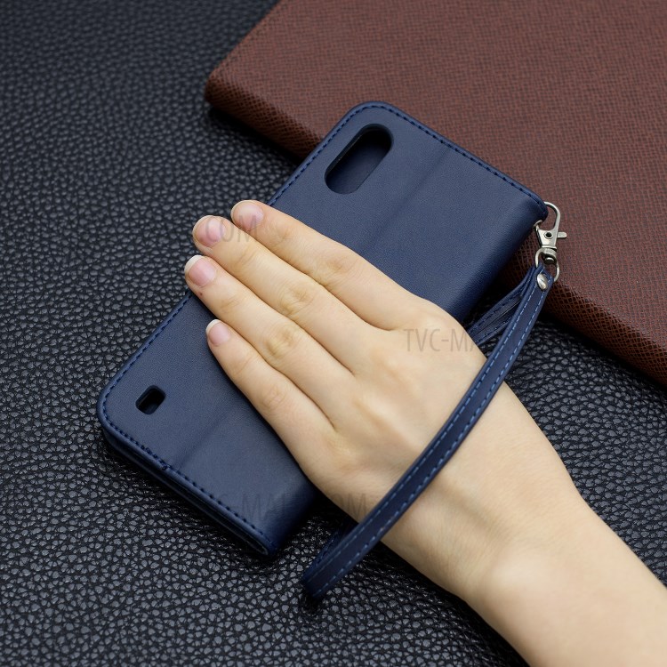 Wallet Leather Stand Case for Samsung Galaxy A01 - Blue-9
