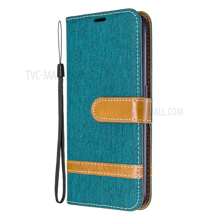 Surtidos Caso Del Soporte De La Carpeta De Cuero Tela De Los Pantalones Vaqueros De Color Para Samsung Galaxy A01 - Verde-2