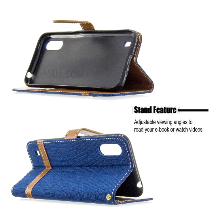 Surtidos Caso Del Soporte De La Carpeta De Cuero Tela De Los Pantalones Vaqueros De Color Para Samsung Galaxy A01 - Bebe Azul-5