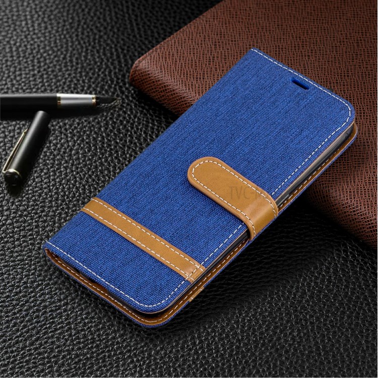 Surtidos Caso Del Soporte De La Carpeta De Cuero Tela De Los Pantalones Vaqueros De Color Para Samsung Galaxy A01 - Bebe Azul-7