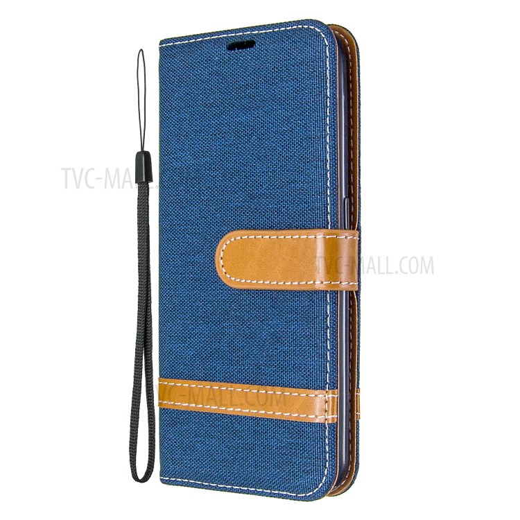 Surtidos Caso Del Soporte De La Carpeta De Cuero Tela De Los Pantalones Vaqueros De Color Para Samsung Galaxy A01 - Azul Oscuro-2