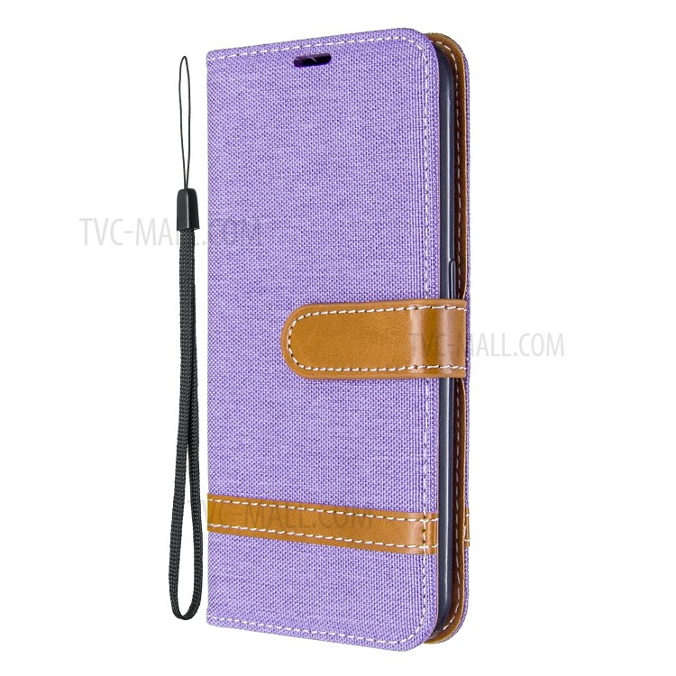 Surtidos Caso Del Soporte De La Carpeta De Cuero Tela De Los Pantalones Vaqueros De Color Para Samsung Galaxy A01 - Púrpura-2