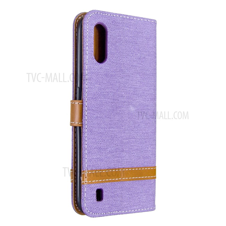 Surtidos Caso Del Soporte De La Carpeta De Cuero Tela De Los Pantalones Vaqueros De Color Para Samsung Galaxy A01 - Púrpura-3