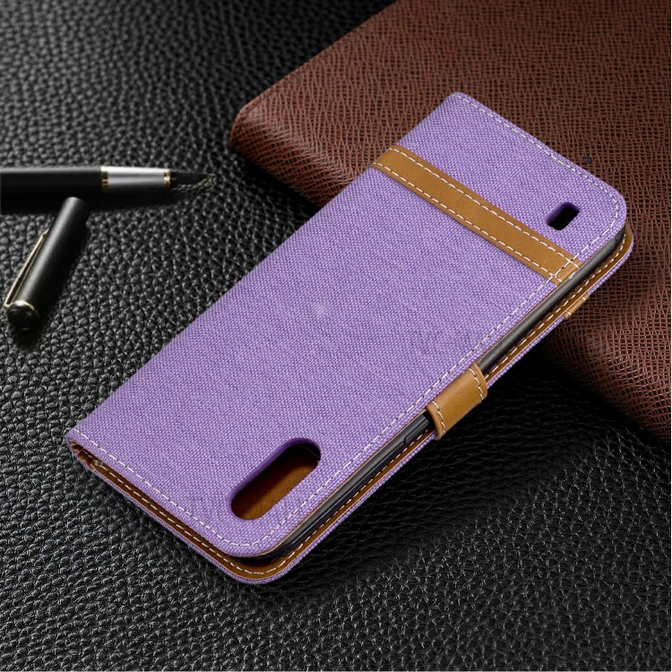 Surtidos Caso Del Soporte De La Carpeta De Cuero Tela De Los Pantalones Vaqueros De Color Para Samsung Galaxy A01 - Púrpura-8