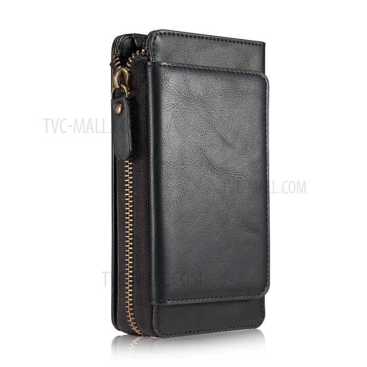 Retro Style Zipper Round PU Leather 2-in-1 Wallet Mobile Cover Case for Samsung Galaxy S9 - Black-7