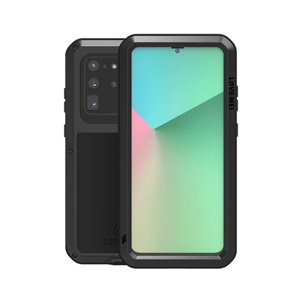 LOVE MEI Shockproof Drop-proof Dust-proof Silicone+Metal Shell for Samsung Galaxy S20 Ultra - Black