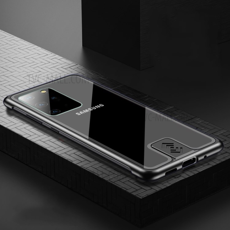 Leshield Series Metal Frame + Hard Glass Back Phone Case for Samsung Galaxy S20 Plus / S20 Plus 5G - Black-1