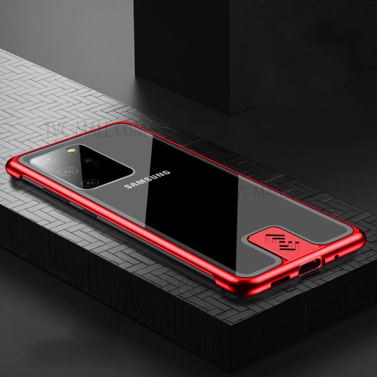 Leshield Series Metal Frame + Hard Glass Back Phone Case for Samsung Galaxy S20 Plus / S20 Plus 5G - Red-1