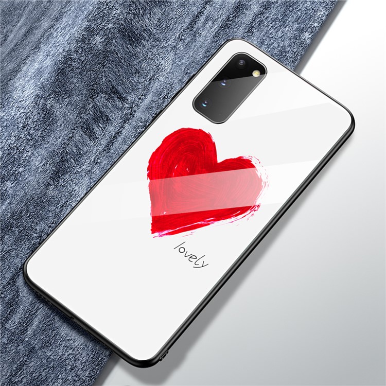 Pattern Printing Glass Back + TPU Cell Phone Case for Samsung Galaxy S20 - Lovely-2