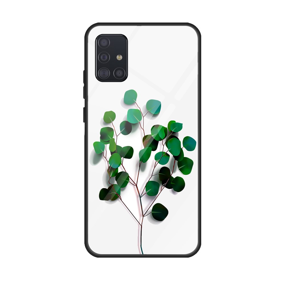 Printing Surface Glass Back + TPU Cell Phone Case for Samsung Galaxy A71 - Tree-1