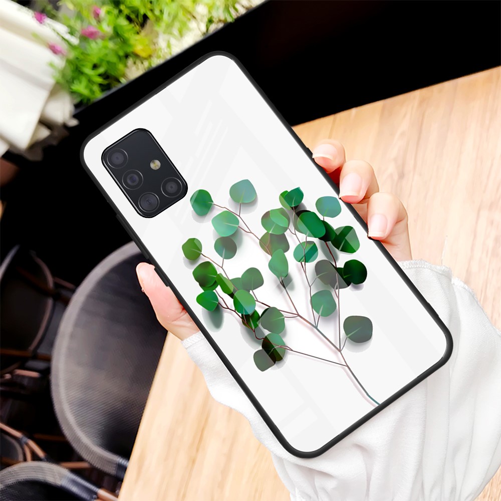 Printing Surface Glass Back + TPU Cell Phone Case for Samsung Galaxy A71 - Tree-2