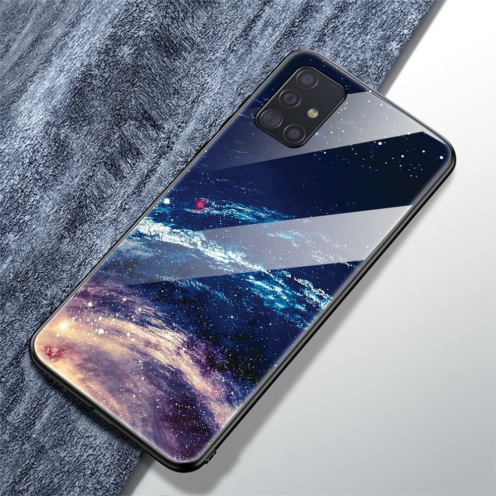 Printing Surface Glass Back + TPU Cell Phone Case for Samsung Galaxy A71 - Galaxy-2