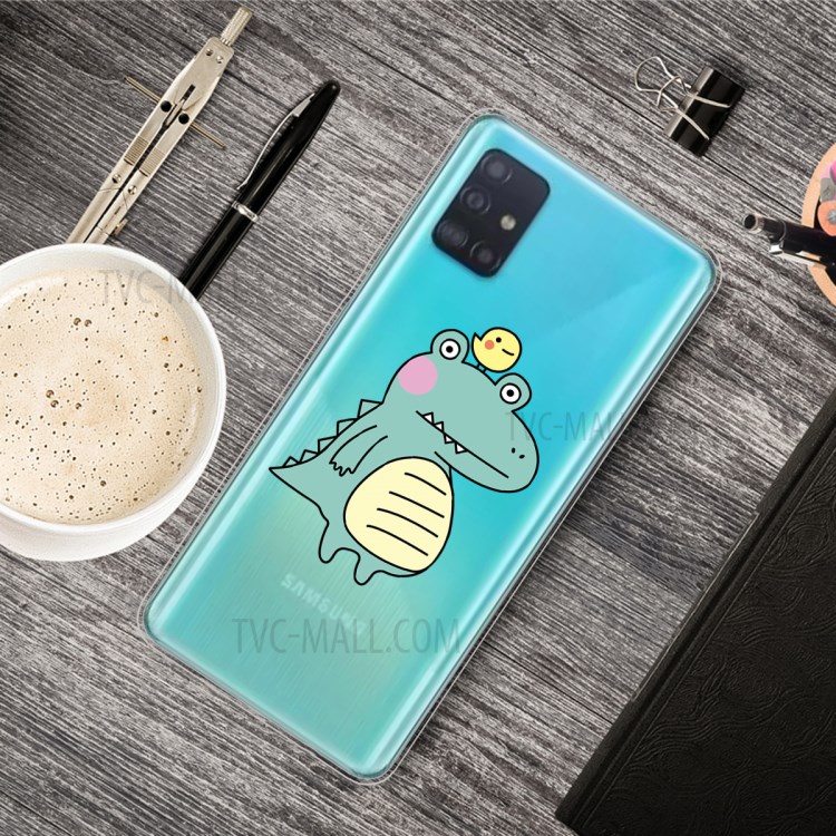 Cartoon Style Printing TPU Phone Flexible Case for Samsung Galaxy A51 - Shy Dinosaur-2