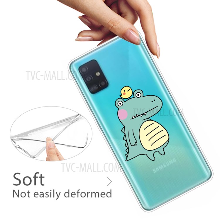 Cartoon Style Printing TPU Phone Flexible Case for Samsung Galaxy A51 - Shy Dinosaur-4