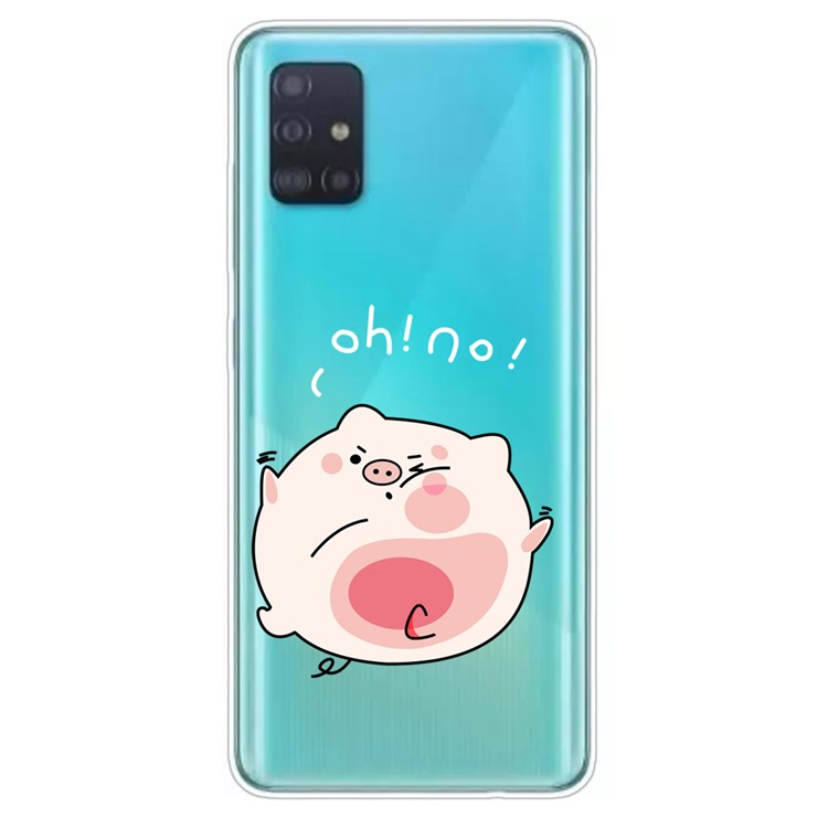 Cartoon Style Printing TPU Phone Flexible Case for Samsung Galaxy A51 - Pink Pig-1