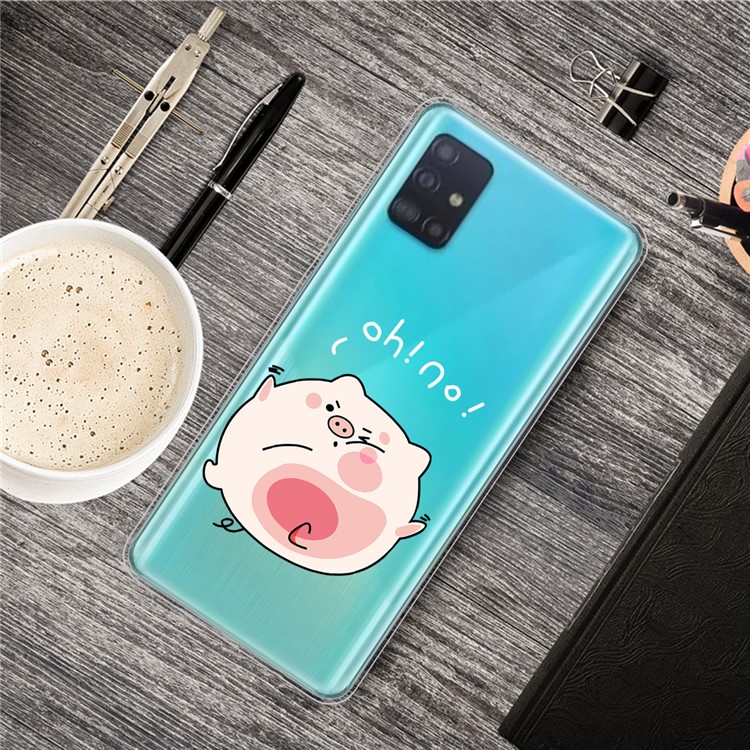 Cartoon Style Printing TPU Phone Flexible Case for Samsung Galaxy A51 - Pink Pig-2