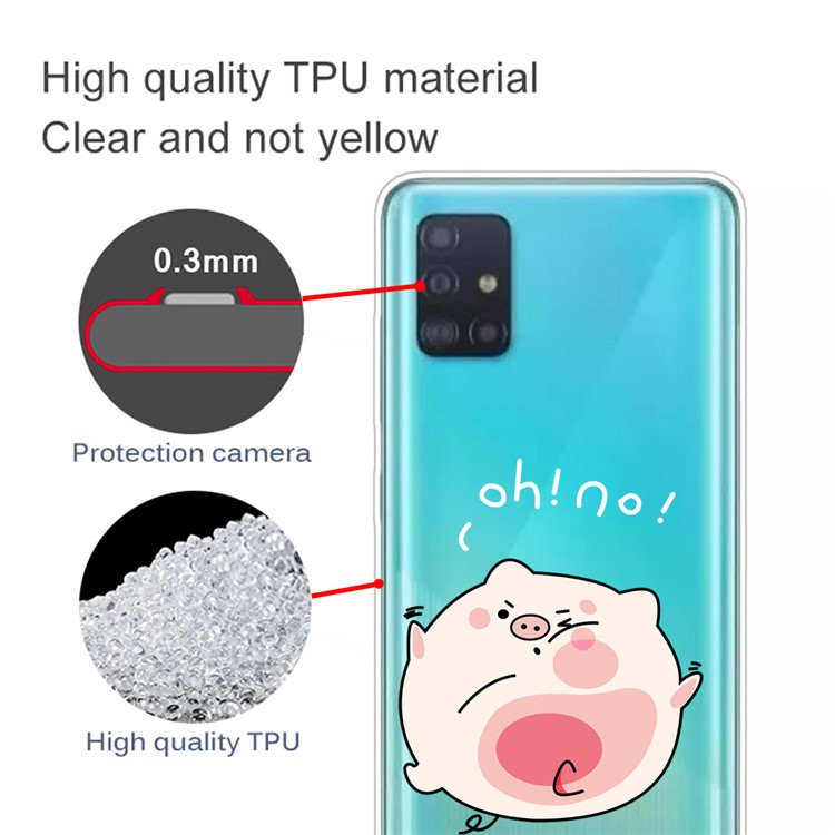 Cartoon Style Printing TPU Phone Flexible Case for Samsung Galaxy A51 - Pink Pig-3