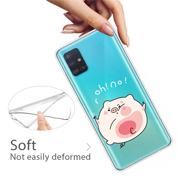Cartoon Style Printing TPU Phone Flexible Case for Samsung Galaxy A51 - Pink Pig-4