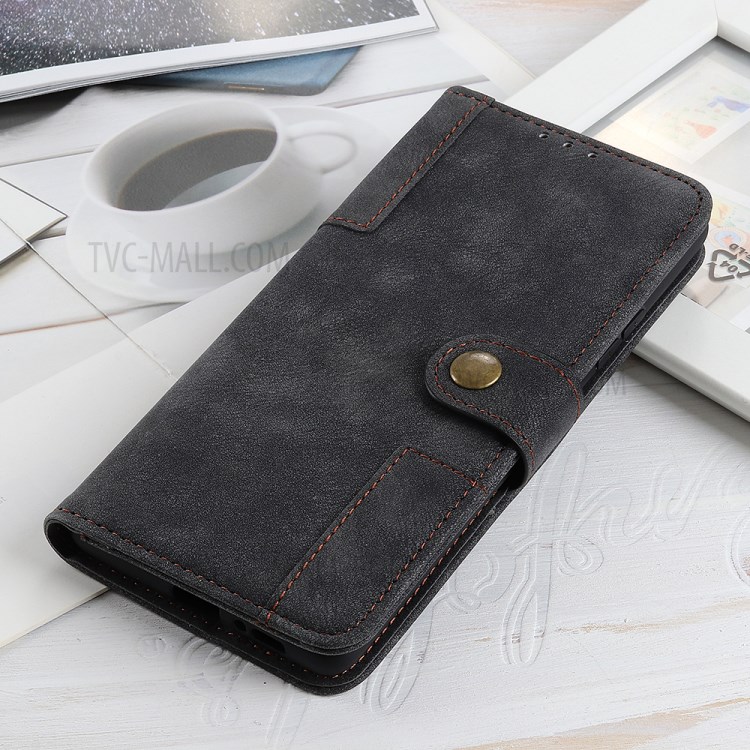 Vintage PU Leather Magnetic Phone Case with Wallet Stand for Samsung Galaxy S20 - Black-10