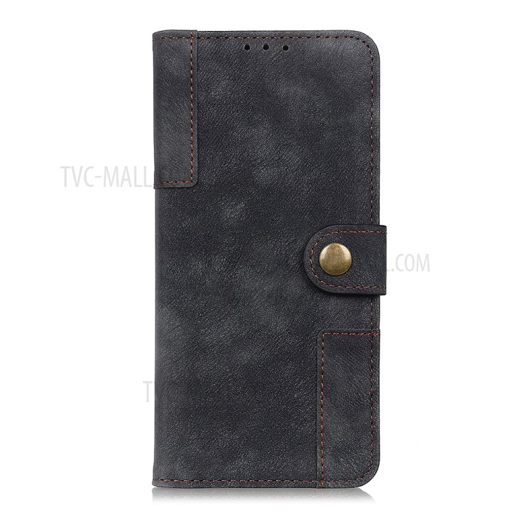 Vintage PU Leather Magnetic Phone Case with Wallet Stand for Samsung Galaxy S20 - Black-2