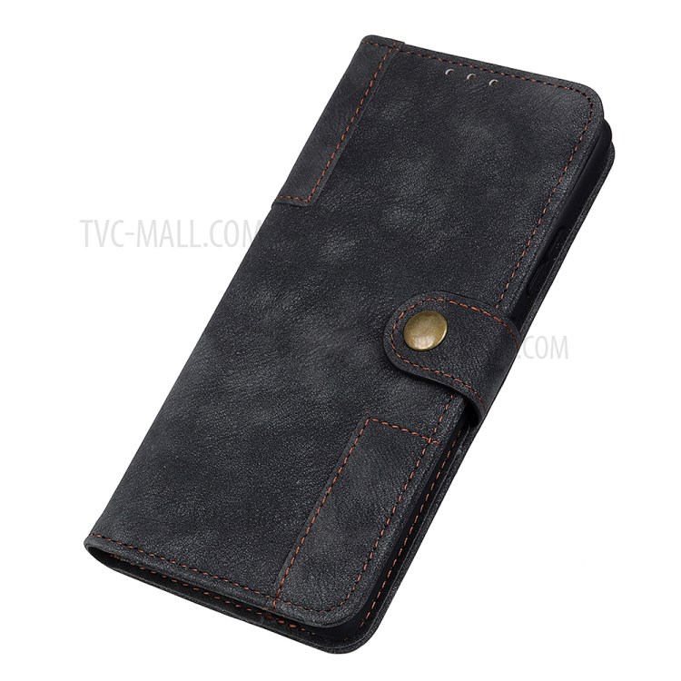 Vintage PU Leather Magnetic Phone Case with Wallet Stand for Samsung Galaxy S20 - Black-3