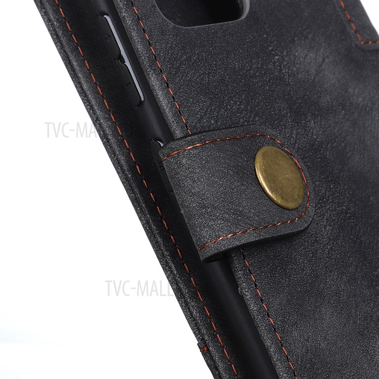 Vintage PU Leather Magnetic Phone Case with Wallet Stand for Samsung Galaxy S20 - Black-4