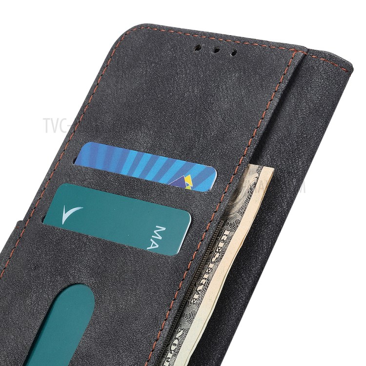 Vintage PU Leather Magnetic Phone Case with Wallet Stand for Samsung Galaxy S20 - Black-6