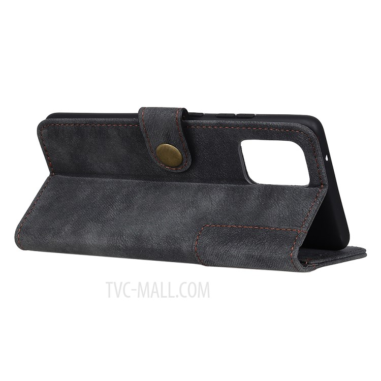 Vintage PU Leather Magnetic Phone Case with Wallet Stand for Samsung Galaxy S20 - Black-9