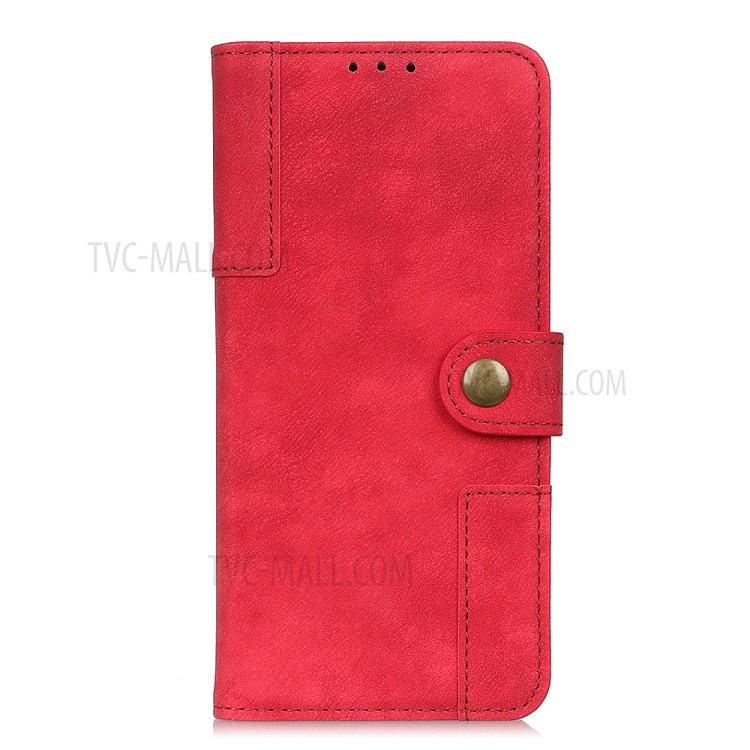 Retro Style Leather Case Wallet Stand Phone Cover for Samsung Galaxy A71 - Red-2