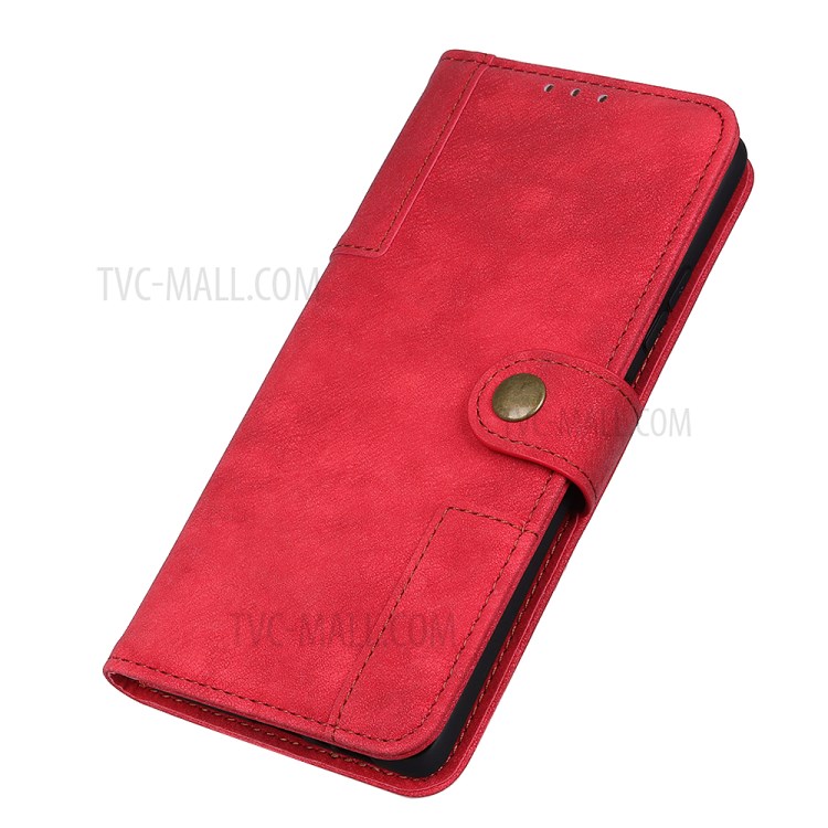 Retro Style Leather Case Wallet Stand Phone Cover for Samsung Galaxy A71 - Red-3