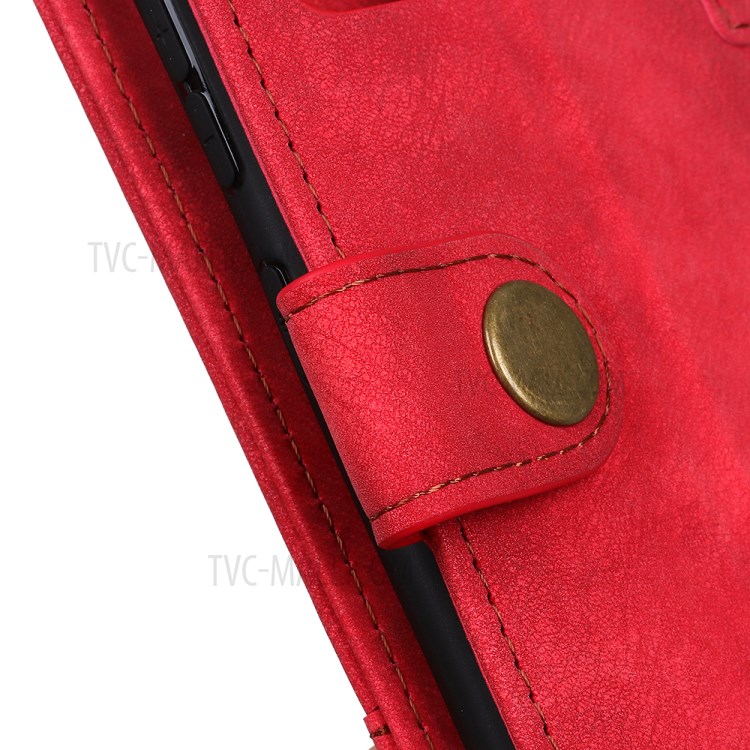 Retro Style Leather Case Wallet Stand Phone Cover for Samsung Galaxy A71 - Red-4