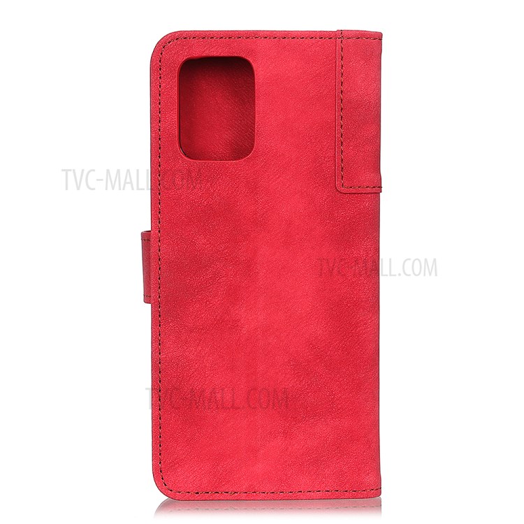 Retro Style Leather Case Wallet Stand Phone Cover for Samsung Galaxy A71 - Red-8